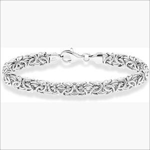 925 Sterling Silver Byzantine Link Bracelet Handmade in Italy